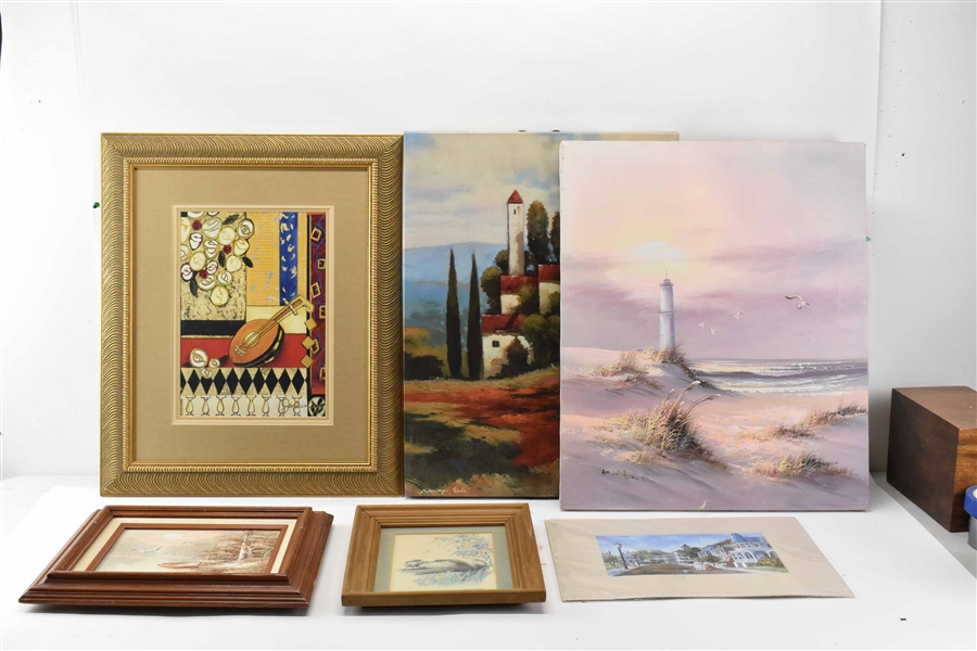 Group of Nine Assorted Artworks
