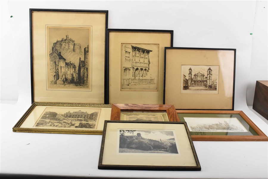 Group of Assorted Etchings of Historic Sites