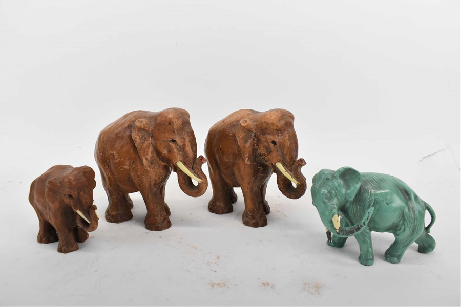 3 Syroco Composite Wood Elephant Figurines