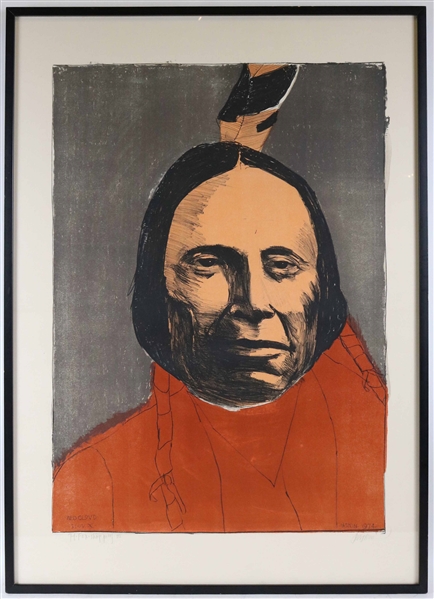 Leonard Baskin, Print, "Red Cloud"