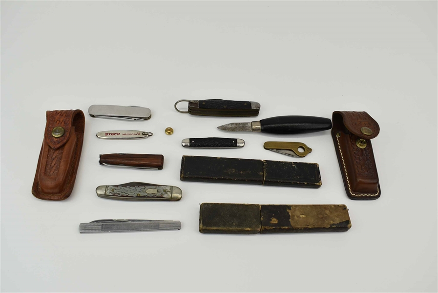 Group of Assorted Pocket Knives and Razors