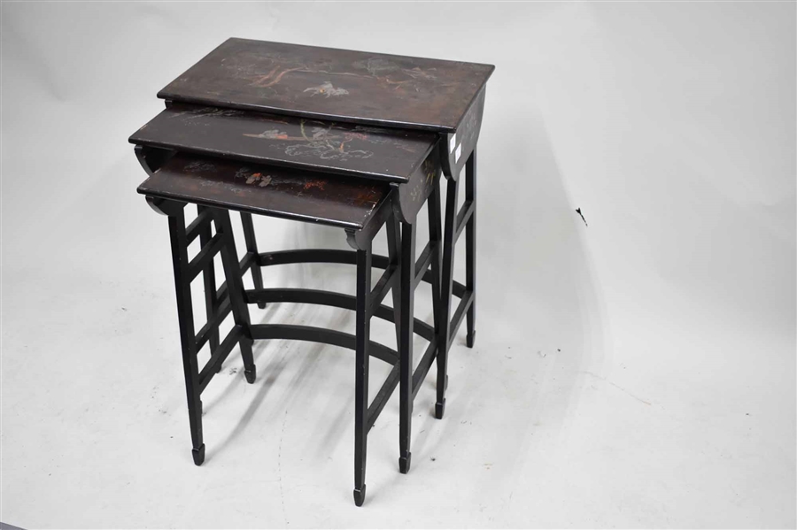 Asian Black Painted Nesting Tables