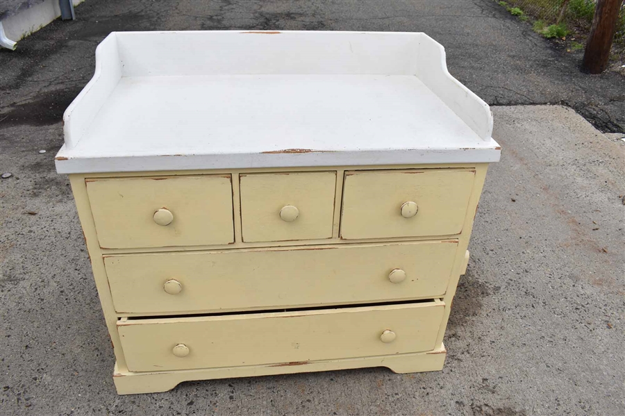 Yellow and White Painted Changing Table