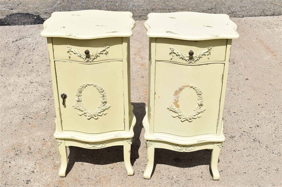 Pair of Provincial Style Painted Bedside Cabinets
