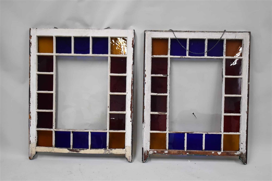 Pair of 18 Paine Stained Glass Windows