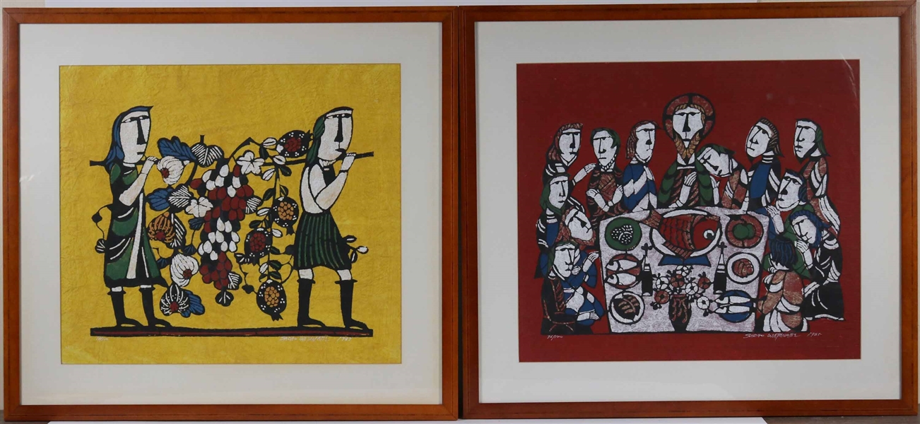 Two Sadao Watanbe Japanese Stenciled Prints