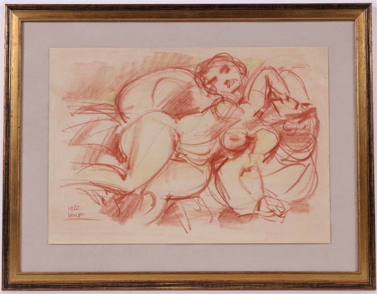 Remo Wolf, Conte Crayon Drawings, Nude Figures