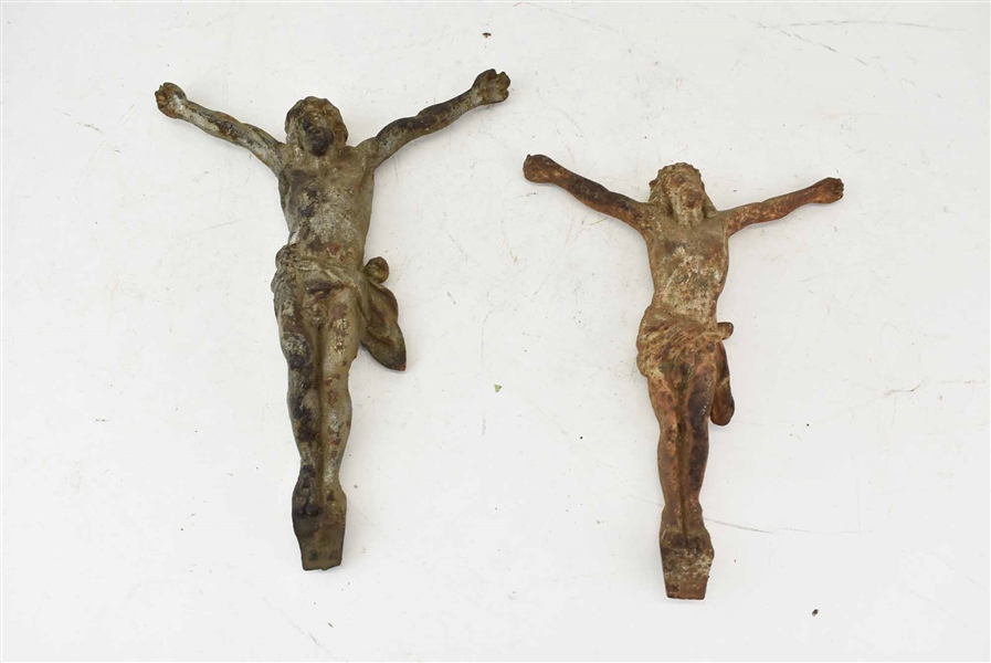 2 Vintage Cast Iron Crucifixes