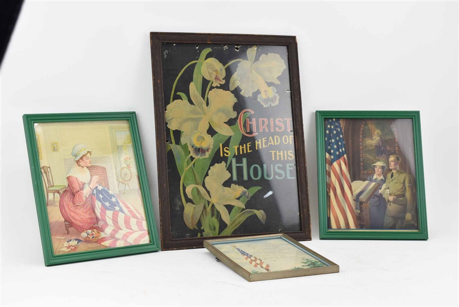 Three Vintage Patriotic Framed Prints