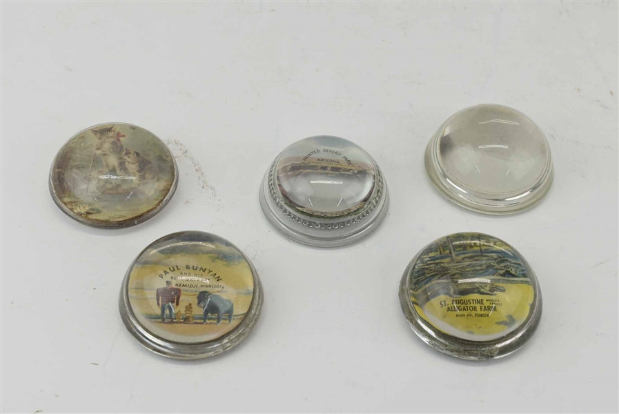Group of Vintage Souvenir Glass Paperweights
