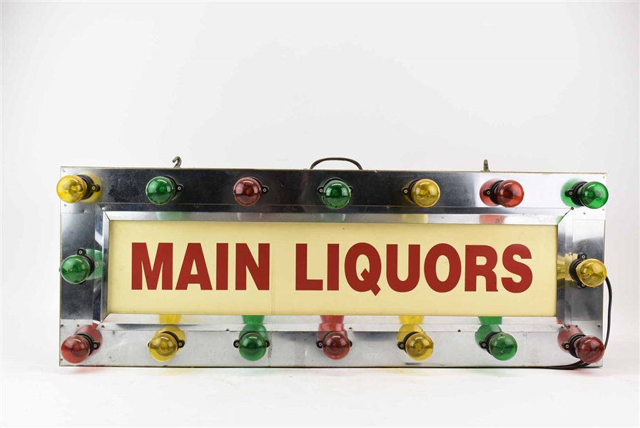 Vintage Main Liquors Lighted Advertising Sign