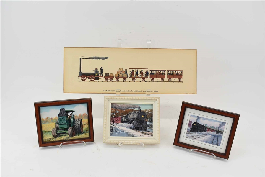 Two Harold Clay Acrylic Paintings of Steam Trains
