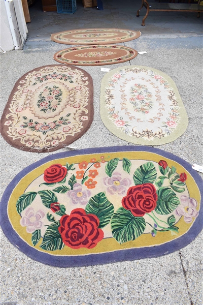 5 Assorted Oval Hand Hooked Rugs