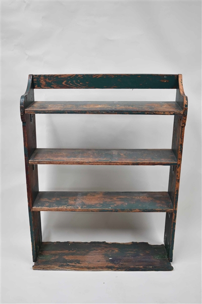 Vintage Blue and Green Painted 4 Tier Bookshelf 