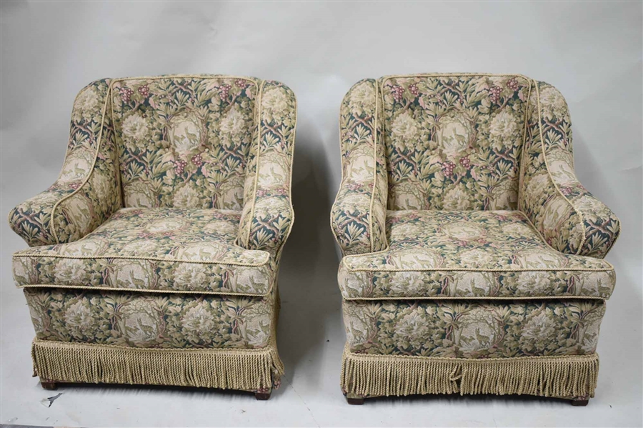 Pair of Deer with Grapes Vine Motif Easy Chairs