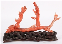 Small Coral Colored Hardstone Dragon Figure