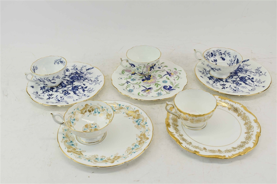 5 Assorted Coalport Cups and Snack Plate Sets