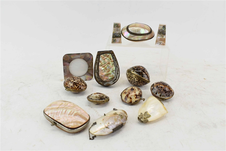 Group of Cowrie Shell Trinket Boxes