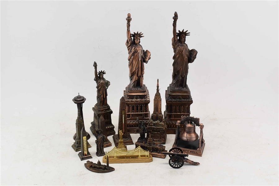 Group of Souvenir Statues and Landmark Figures