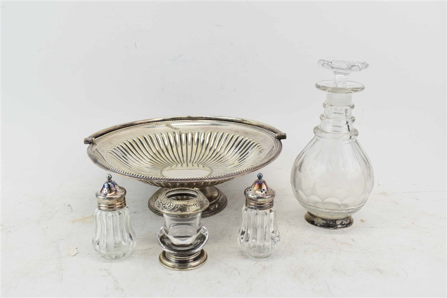 Whiting Sterling Silver & Glass Toothpick Holder