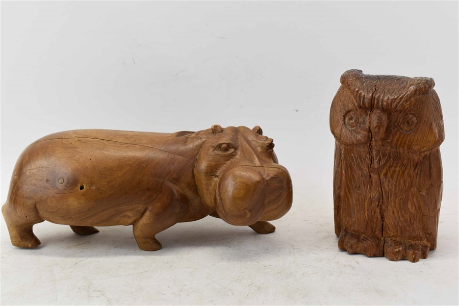 Carved Hardwood Hippopotamus