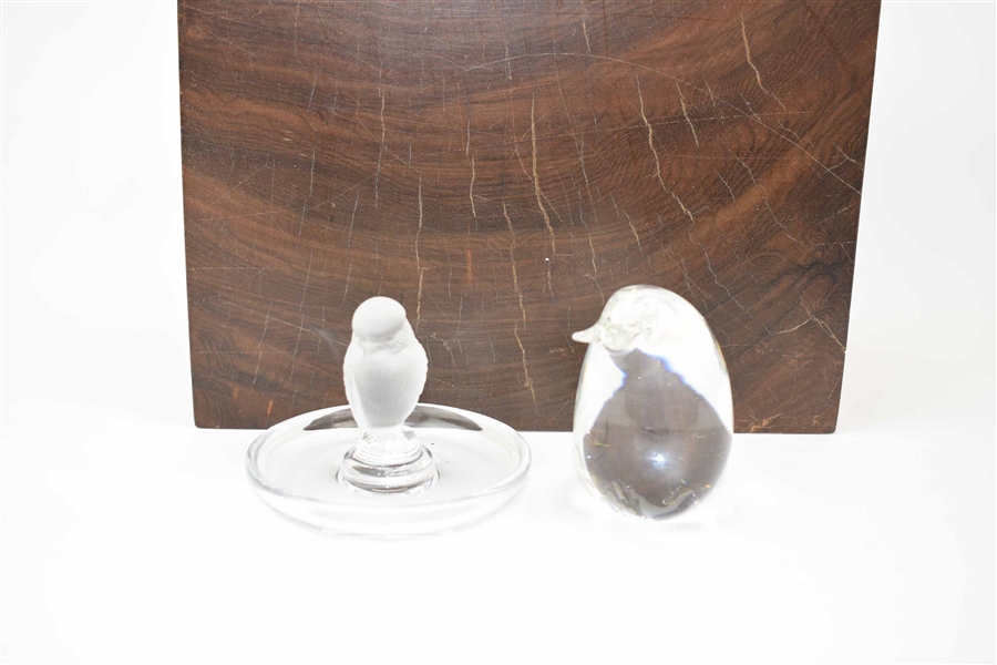 Lalique Crystal Rapace Owl Pin Tray