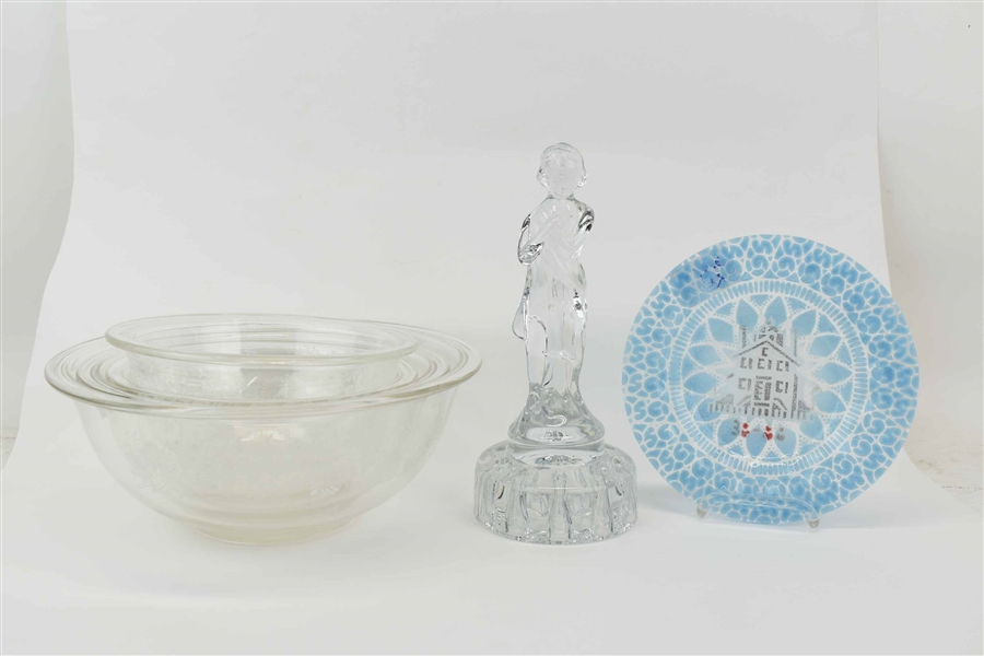 4 Pyrex Colonial Mist Clear Mixing Bowls