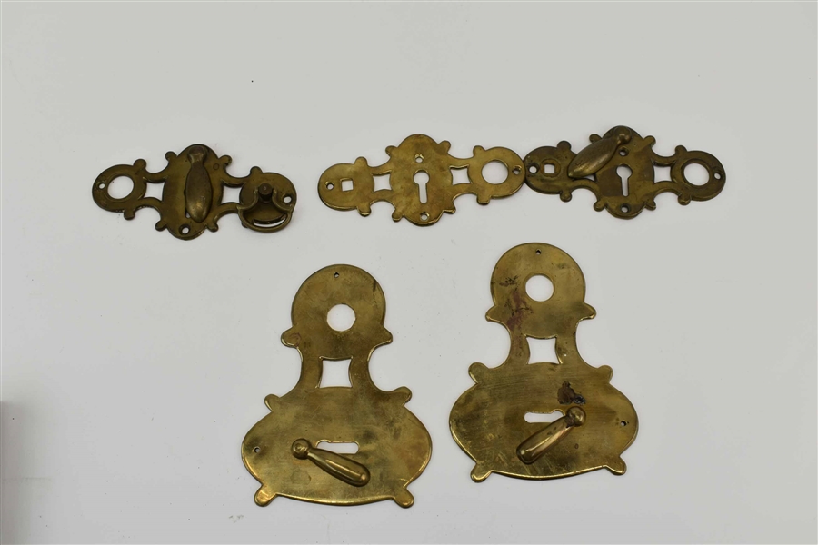 5 Decorative Brass Keyhole Covers Escutcheons 