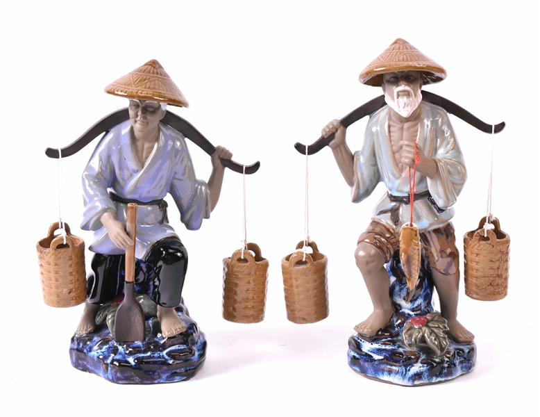 Pair of Chinese Porcelain Figural Fishermen