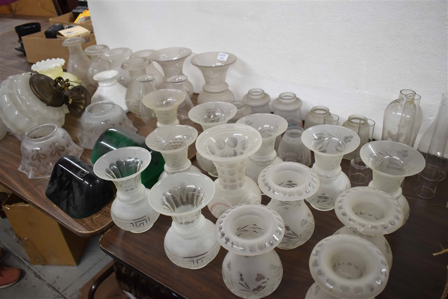 Group of Assorted Glass Chimneys and Light Shades