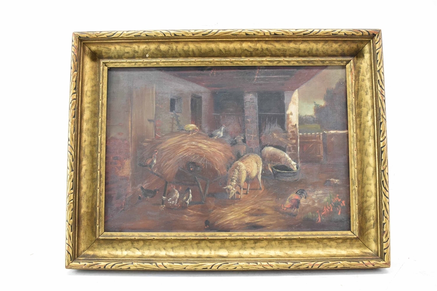 Oil on Canvas of Barn Scene