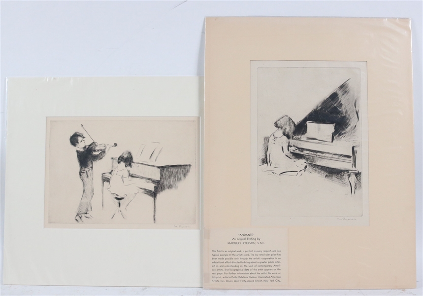 Two Margery Ryerson Etchings, Piano Players