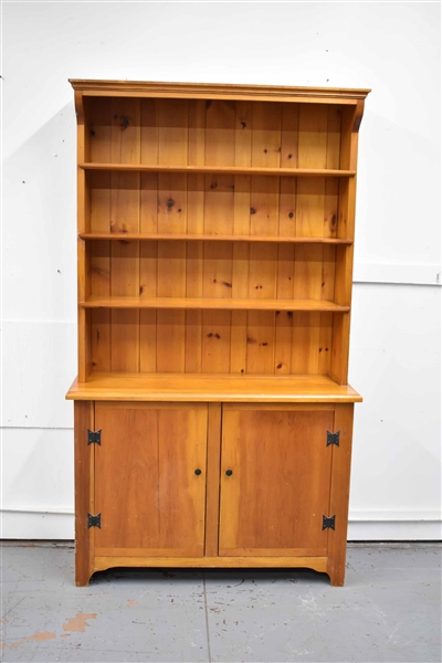 One Piece Pine Hutch Cabinet