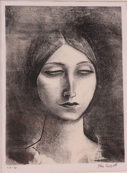 John Wesley Carroll, Lithograph, Womans Head
