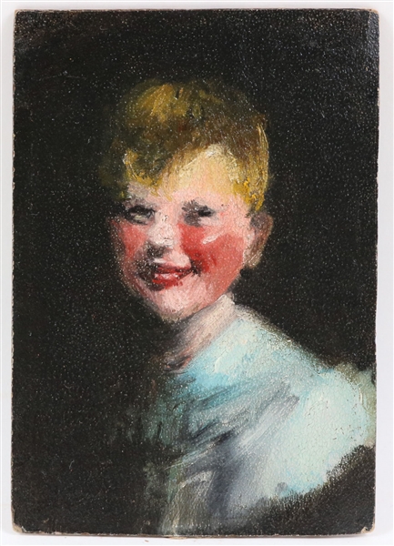 Oil on Board, Portrait of a Young Boy