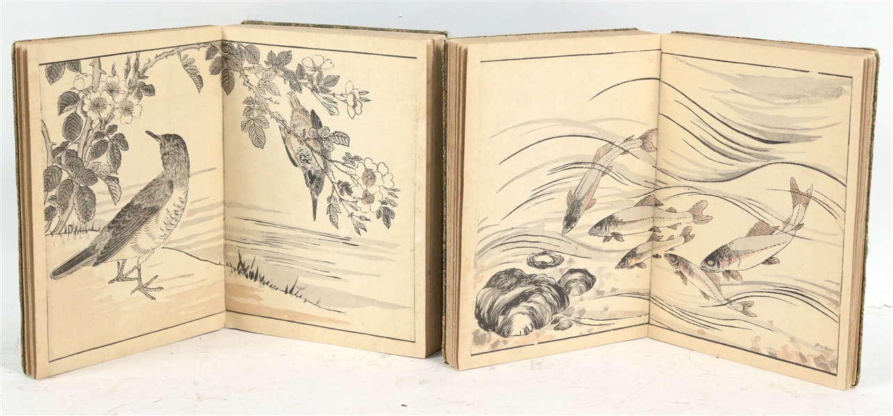 Two Asian Accordion Books, Animals in Nature