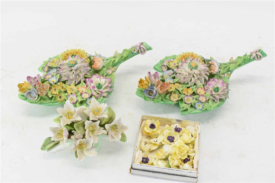 Pair of Continental Porcelain Floral Bouquets