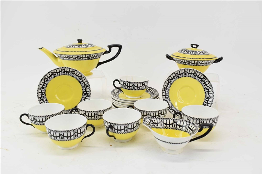 Royal Worcester Art Deco Black & Yellow Tea Set