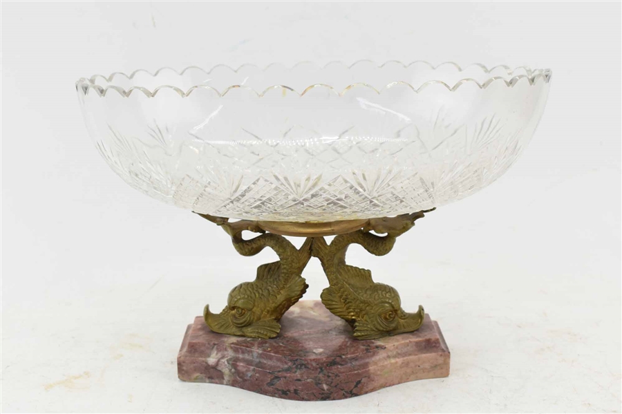 French Cut Glass & Gilt Bronze Centerpiece Bowl