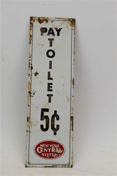 Vintage NY Central Toilet Railway Sign