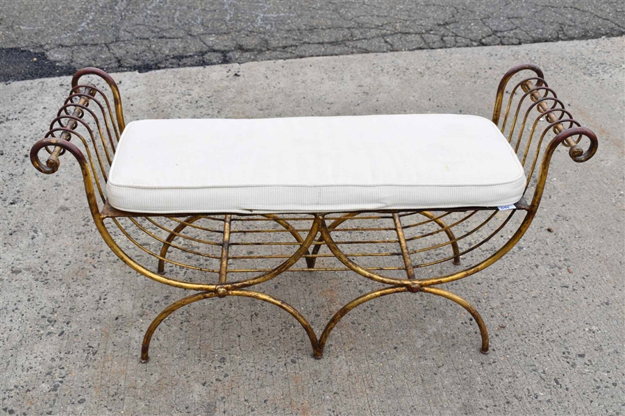Antiqued Metal Modern Double Window Bench