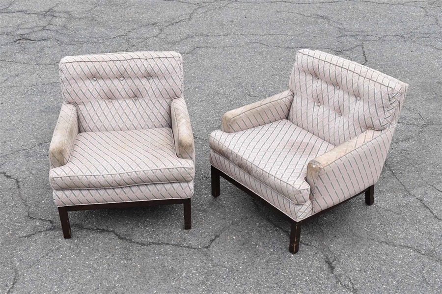 Pair Modern Contemporary Upholstered Easy Chairs