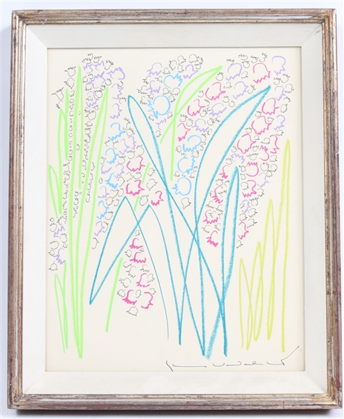 Gloria Vanderbilt, Mixed Media, Hyacinths &Leaves