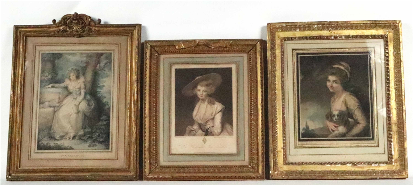 Three Colored Engravings of Women