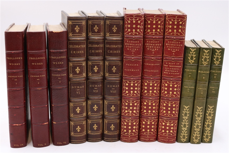 38 Assorted Leather-Bound Books
