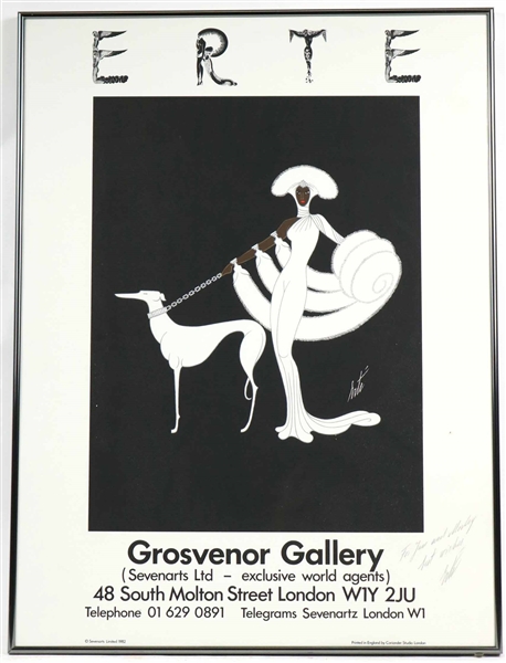 Erte Poster, Grosvenor Gallery, Woman with Dog