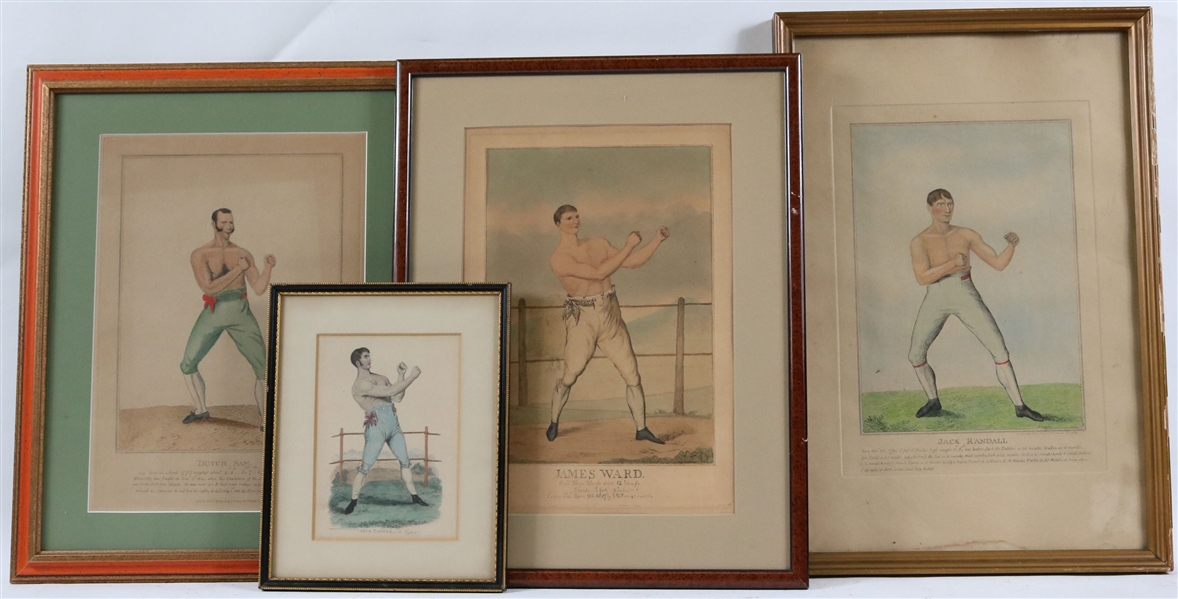 Four Hand-Colored Engravings of Pugilists 