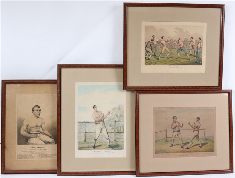 Four Hand-Colored Engravings of Pugilists 