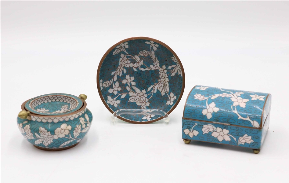Three Chinese Cloisonne Table Articles