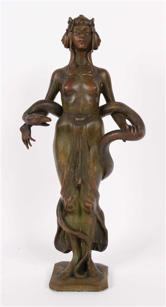 Art Nouveau Bronze Figure of Woman with Snake